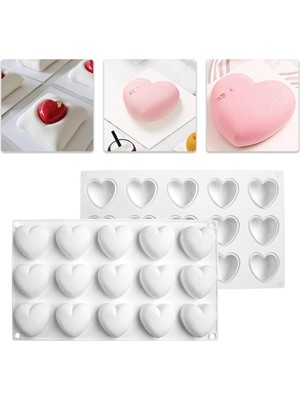 Siliko World Silikon 3D Kalp Kalıbı Kek Çikolata Muffin Sabun Mum Epoksi Reçine Kalıbı, Beyaz