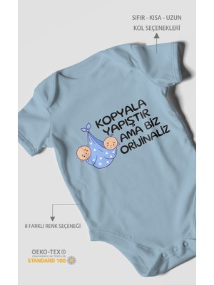 Morivo Kids Kopyala Yapıştır, Ama Yazılı Kısa Kollu Bebek Body %100 Pamuk