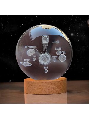 Cam Küre Işıklı Göz Yormayan Universe View Motifli Masaüstü Aydınlatma Gece Lambası Dekoratif Çocuk Odası Salon Yatak Odası Lamba 6cm x 6cm (Universe View)