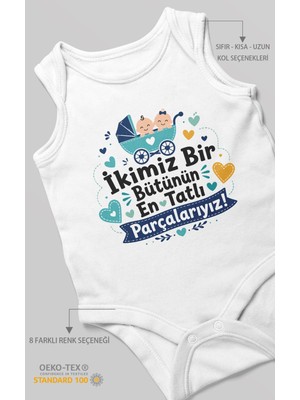 Morivo Kids Ikimiz Bir Bütünün Yazılı Sıfır Kollu Bebek Zıbını %100 Pamuk
