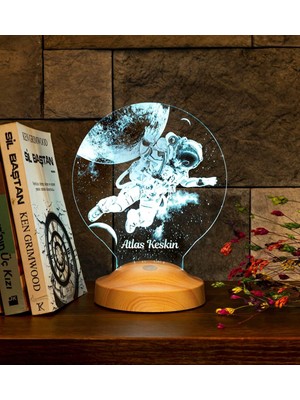 Astronot, Kozmonot, Astronot Hediyesi, Uzay Hediyesi, Kişiye Özel 3D LED Lamba