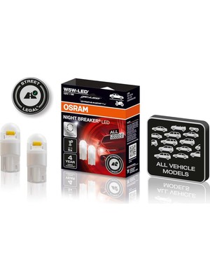 T10 W5W LED Night Breaker Plaka Park Içmekan Ampulü, 12V 1W, 2'li Paket, Universal Polarite, 4 Yıl Garanti