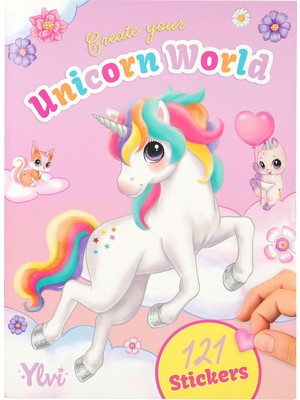 12703 Ylvi Create Your Unicorn World – Çıkartma Defteri, 20 Renkli Arka Plan Sayfası, 6 Çıkartma Sayfası Dahil