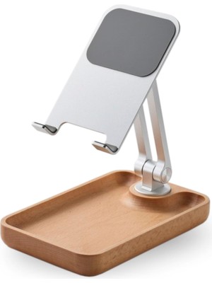 Profesyonel Tok Alüminyum Stand Ahşap Tabanlı Business Model A Sınıfı Malzeme Döner Tablet Akıllı Telefon Standı Masaüstü Stand Katlanabilir Cep Telefonu Telefon Tutucu A.kahverengi TM01