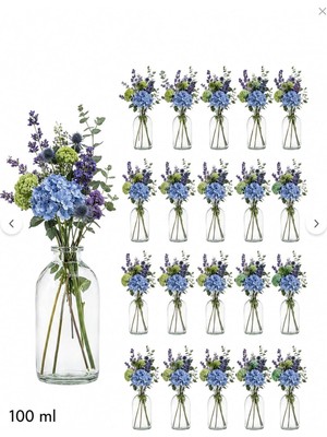 20 Adet 100 ml Küçük Şeffaf Cam Vazo Mini Dekoratif Şişe (Çiçeksiz)