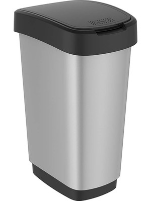 Rotho Swing Çöp Kutusu 50L Metalik Gri