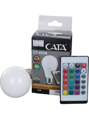 Ledronics Cata 9W Uzaktan Kumandalı Rgb LED Ampul E27 2700K CT-4058