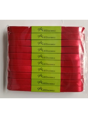 Ayza Kurdele - Kırmızı Saten Kurdele 1 cm 10X10 Metre (1 Paket)