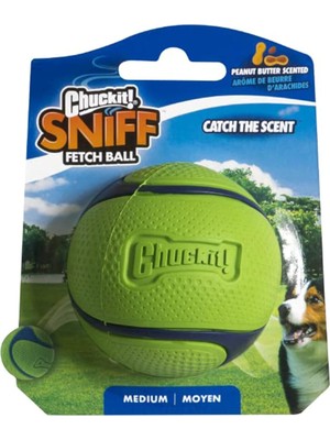 Chuckit! Sniff Ball Köpek Oyuncağı, Dayanıklı Yüksek Sıçrama Fıstık Ezmesi Kokulu Kauçuk Köpek Topu Getirme Oyuncağı, Orta, 1 Paket