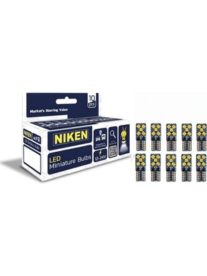Nıken T10 TURUNCU,12-24V, Park ve Plaka Lambası Için,led Minyatür Ampul, 10 Adet Set