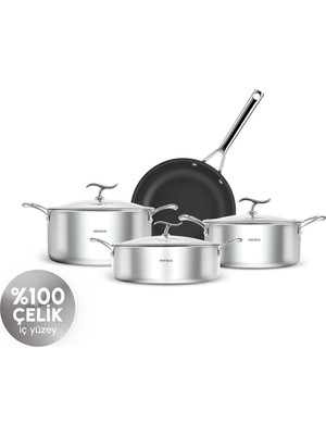 Karaca Plasma Steel 3ply 316+ 7 Parça Tencere Seti Ind