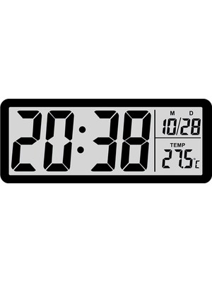 LCD Dijital Duvar Saati 20X8 cm – USB & Pilli, Saat Tarih Sıcaklık Gösterimli, Modern Tasarım, Masaüstü & Duvar Kullanımı