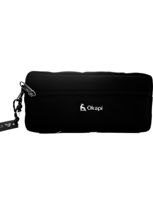 Generic Okapi Geniş Bez Düz Siyah Çift Gözlü Fermuarlı Kalem Kutusu Kalemlik 23 * 11 * 5 cm