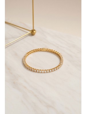 Rmy Moda Kadın Gold Zirkon Taşlı Klipsli Bileklik