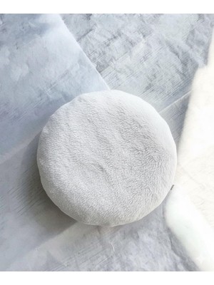 Puffy Beyaz Yuvarlak Dekoratif Yastık, 50X50 Cm, Peluş Tasarım