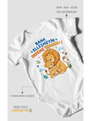 Morivo Kids Bana Elleşmeyin Dedemle Giderim Kısa Kollu Bebek Body %100 Pamuk