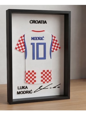 Riva Self Luka Modric Hırvatistan 3D Duvar Tablosu - 10 Numara Imzalı Dekoratif Çerçeve