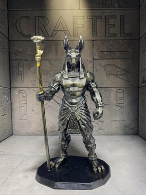 Craftel Mısır Mitolojisi Anubis Asalı Heykel Antik Tarih 3D Figür El Boyaması 15 cm