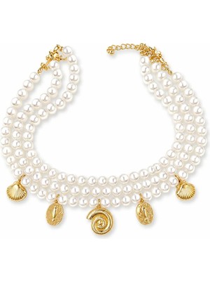 Charmlucky Midye Charm Balıklı Inci Choker Kolye