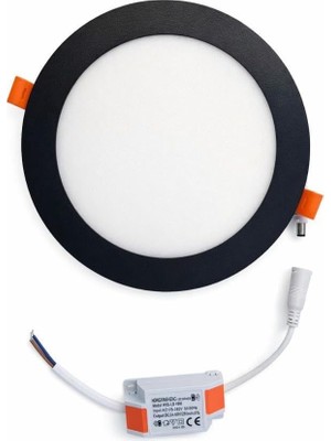Şahnet 12W Slim LED Panel Spot Sıva Altı Downlight - Siyah Kasa 3000K Sarı Gömme Tavan Lambası