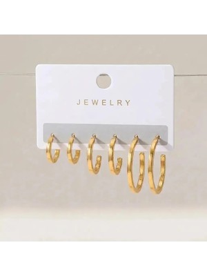 Jewelry 3'lü Halka Küpe Seti (Gold / Silver)