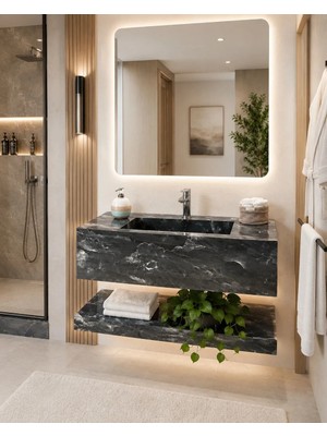 Akay Dizayn Porselen Banyo Lavabosu - Gri L11