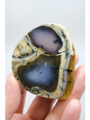 Healcrystal Renkli Mükemmel Işlenmiş Opal Dilimi - Merlinit, Sarı, Mavi
