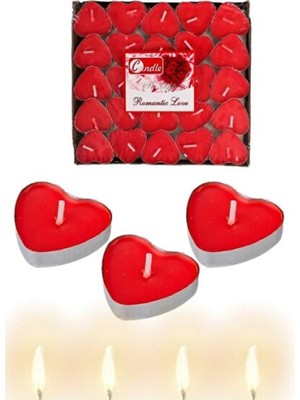 Empressco Kırmızı Kalpli Tealight Mumlar, 50'li Set, Masa ve Yer Süsleme Için Muhteşem
