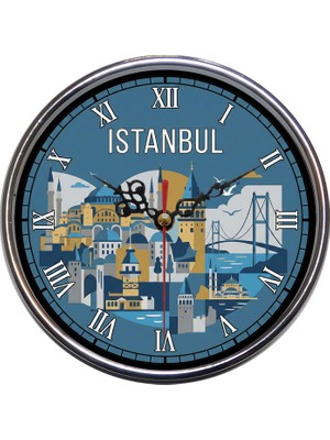 Bsb Istanbul Temalı Duvar Saati 16CM A1531