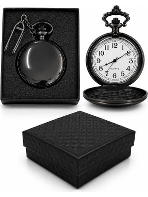 Lavly Özel Kutulu Siyah Köstekli Saat Baskıya Uygun 4x5 cm Hediye Kutu
