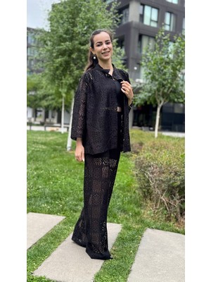 Leilaa Dantel Kimono Pantolon Ikili Takım