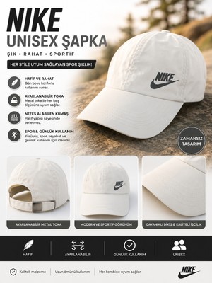 Özkurt Ticaret Unisex Spor Şapka (Krem)
