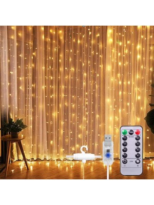 Yeco 300 LED Gün Işığı Perde LED 3x3 Metre – 10 Sarkıtlı, 8 Modlu, Kumandalı, Usb'li, Zamanlayıcılı