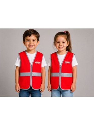 Teknik Reklam     Çocuk Etkinlik Yeleği Kişiye Özel Isim Baskılı Reflektörlü Fermuarlı