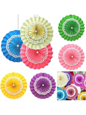 Süsle Bebek ve Parti 3 Katlı Dantelli Kağıt Çiçek Süs, 30 Cm. Yeşil