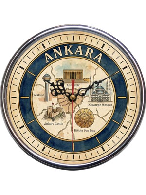 Bsb Ankara Temalı Duvar Saati 16CM A1506