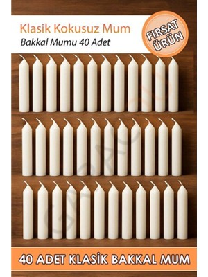 Empressco Klasik Kokusuz Bakkal Mumları, 40 Adet, 10 Cm, Şık ve Kullanışlı Şamdanler