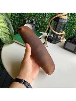 Modica® Favara - Premium Serie Hakiki Eskitme Deri Kalemlik (Kahverengi)