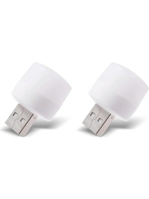 Aksesuarcı USB LED Küçük Beyaz Işık, USB Mini LED Lamba, Koridor, Tuvalet, Oturma Odası, Çocuk Odası Için Rehber Gece Aydınlatma Işığı (2 Adet)