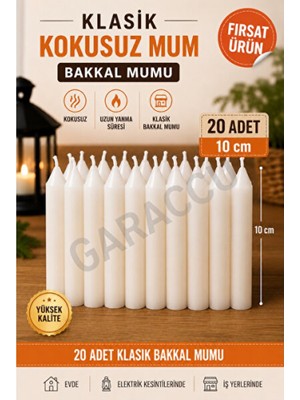 Empressco Klasik Kokulsuz Bakkal Mumları, 20 Adet, 10 Cm, Şık ve Doğal Atmosfer Için