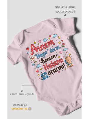 Morivo Kids Annem Hayır Derse Hemen Halamı Ararım Kısa Kollu Bebek Body %100 Pamuk
