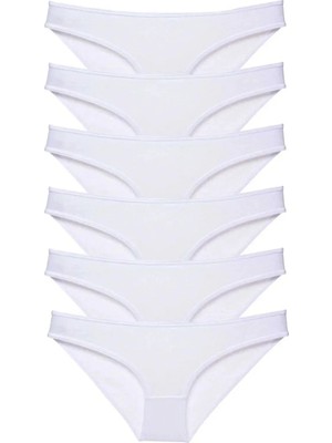 Modanı Seç 6 Adet Süper Eko Set Likralı Kadın Slip Külot Beyaz