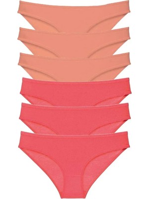OEM 6 Adet Süper Eko Set Likralı Kadın Slip Külot Pudra Fuşya