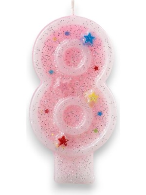 Limmy Sekiz Rakamlı Pembe Mum Doğum Günü Pasta Mumu ( 7x3) cm - Sayılı Mum - Pasta Süsü