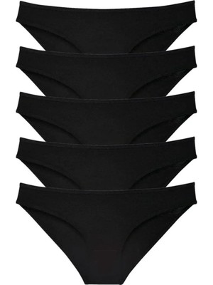 Modanı Seç 5 Adet Süper Eko Set Likralı Kadın Slip Külot Siyah