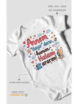 Morivo Kids Annem Hayır Derse Hemen Halamı Ararım Kısa Kollu Bebek Body %100 Pamuk