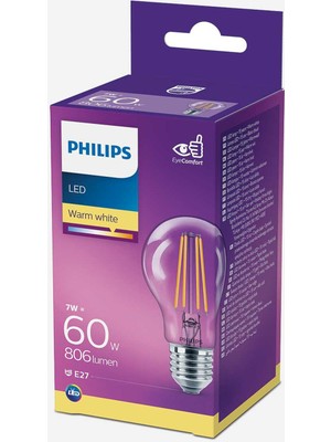 Philips Classic 60 W Beyaz Klasik E27 Duy LED Ampul (7'li Paket)