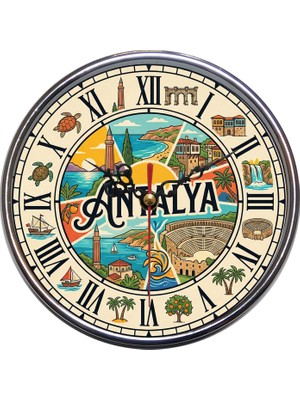 Bsb Antalya Temalı Duvar Saati 16CM A1513