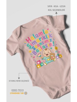Morivo Kids Halamla Şımarıklık Seansımız Başlasın Kısa Kollu Bebek Body %100 Pamuk