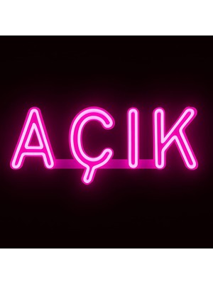 Açık Yazılı Neon LED Tabela – Duvara Monte – Sarı Işık – 37X15 cm – Dükkan ve Kafe Için Işıklı Dekor